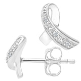 Round Diamond Pave Set Earrings In UK Hallmarked 9ct White Gold