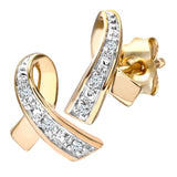 Round Diamond Pave Set Earrings In UK Hallmarked 9ct Yellow Gold