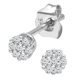 Round Diamond Cluster Stud Earrings In 9ct White Gol