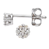 Round Diamond Cluster Stud Earrings In 9ct White Gol