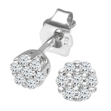 0.1ct Round Diamond Cluster Stud Earrings In 9ct White Gold