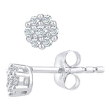 0.1ct Round Diamond Cluster Stud Earrings In 9ct White Gold