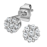0.2ct Round Diamond Flower Cluster Stud Earrings In 9ct White Gold