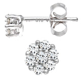 0.2ct Round Diamond Flower Cluster Stud Earrings In 9ct White Gold