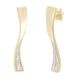 Pave Set Diamond Drop Earrings In 9ct Yellow Gold