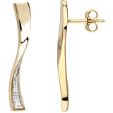 Pave Set Diamond Drop Earrings In 9ct Yellow Gold