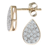 0.15ct Pave Set Round Diamond Pear Shape Stud Earrings In 9ct Yellow Gold