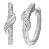 0.22ct Round Diamond Pave Set Huggies Hoop Earrings In UK Hallmarked 9ct White Gold