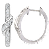 0.22ct Round Diamond Pave Set Huggies Hoop Earrings In UK Hallmarked 9ct White Gold