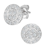 0.22ct Round Diamond Pave Set Stud Earrings In 9ct White Gold