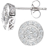0.22ct Round Diamond Pave Set Stud Earrings In 9ct White Gold