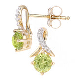 0.62ct Peridot And Pave Set Diamond Twist Earrings In 9ct Yellow Gold