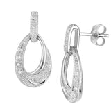 0.11ct Diamond Pave Set Loop Stud And Drop Earrings In 9ct White Gold