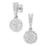 0.48ct Diamond Pave Set Round Stud And Drop Earrings In 9ct White Gold