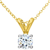 0.33ct Round Diamond Claw Set Solitaire Pendant In UK Hallmarked 9ct Yellow Gold