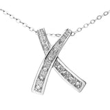 Diamond Pave Crossover Pendant In UK Hallmarked 9ct White Gold