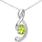 0.53ct Oval Peridot And Diamond Pendant In UK Hallmarked 9ct White Gold