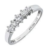0.25ct Round Diamond Prong Set 5-Stone Eternity Ring In UK Hallmarked 9ct White Gold
