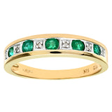 0.29ct Round Emerald And Diamond Eternity Ring In UK Hallmarked 9ct Yellow Gold