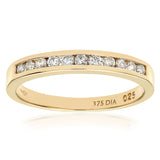 0.25ct Round Diamond Channel Set Half Eternity Ring In UK Hallmarked 9ct Yellow Gold