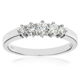 0.33ct Round Diamond Prong Set 5-Stone Eternity Ring In UK Hallmarked 9ct White Gold