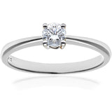 0.25ct Round Diamond 4-Prong Set Solitaire Engagement Ring In UK Hallmarked 9ct White Gold