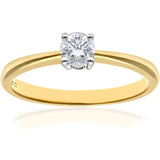 0.25ct Round Diamond 4-Prong Set Solitaire Engagement Ring In UK Hallmarked 9ct Yellow Gold