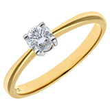 0.25ct Round Diamond 4-Prong Set Solitaire Engagement Ring In UK Hallmarked 9ct Yellow Gold