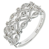 0.1ct Round Diamond Pave Set Statement Ring In UK Hallmarked 9ct White Gold