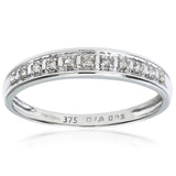 0.05ct Round Diamond Pave Set Half Eternity Ring In UK Hallmarked 9ct White Gold