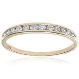 0.25ct Channel Set Round Diamond Graduated Half Eternity Ring In Uk Hallmarked 9ct Yellow Gold