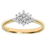 0.17ct Round Diamond Cluster Ring In UK Hallmarked 9ct Yellow Gold