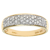 0.25ct Pave Set Round Diamond Half Eternity Ring In UK Hallmarked 9ct Yellow Gold