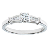 0.25ct Round Diamond Prong Set Side Stone Ring In UK Hallmarked 9ct White Gold