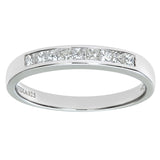 0.25ct Channel Set Princess Diamond Half Eternity Ring In UK Hallmarked 9ct White Gold