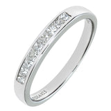 0.25ct Channel Set Princess Diamond Half Eternity Ring In UK Hallmarked 9ct White Gold