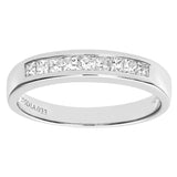 0.33ct Channel Set Princess Diamond Half Eternity Ring In UK Hallmarked 9ct White Gold