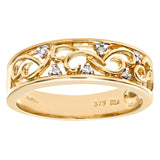 0.03ct Round Diamond Pave Set Statement Ring In UK Hallmarked 9ct Yellow Gold
