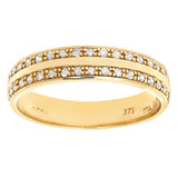 0.2ct Round Diamond Bead Set Anniversary Ring In UK Hallmarked 9ct Yellow Gold