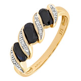 1ct Bezel Set Oval Sapphire And Diamond Pave 3 Stone Ring In UK Hallmarked 9ct Yellow Gold