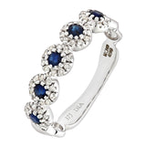 0.38ct Round Sapphire And 0.22ct Diamond Pave Set Half Eternity Ring In UK Hallmarked 9ct White Gold