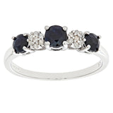 0.87ct Sapphire And Diamond Prong Set 5 Stone Ring In UK Hallmarked 9ct White Gold