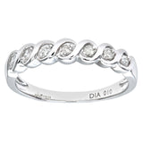 0.1ct Round Diamond Bezel Set 7-Stone Eternity Ring In UK Hallmarked 9ct White Gold