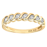0.1ct Round Diamond Bezel Set 7-Stone Eternity Ring In UK Hallmarked 9ct Yellow Gold