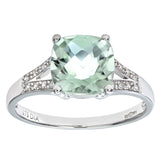 2.1ct Round Claw Set Green-Amethyst And Diamond Ring In UK Hallmarled 9ct White Gold