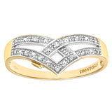 Round Diamond Pave Set Statement Wishbone Ring In UK Hallmarked 9ct Yellow Gold