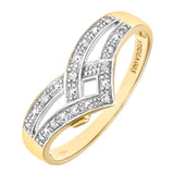 Round Diamond Pave Set Statement Wishbone Ring In UK Hallmarked 9ct Yellow Gold
