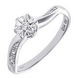 Round Diamond Pave Set Engagement Ring In UK Hallmarked 9ct White Gold