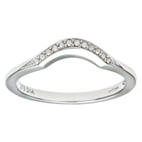 Round Diamond Pave Set Deep Curve Shaped Ring In UK Hallmarked 9ct White Gold