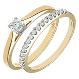 0.34ct Round Diamond Claw Set Engagement And Eternity Ring Set In UK Hallmarked 9ct Yellow Gold